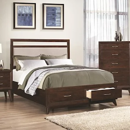 Queen Storage Bed with Upholstered Headboard