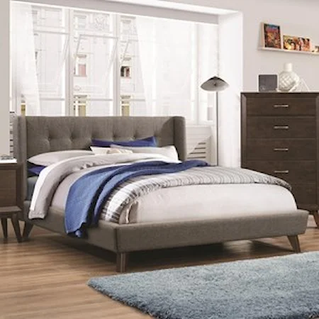 Queen Upholstered Wing Bed