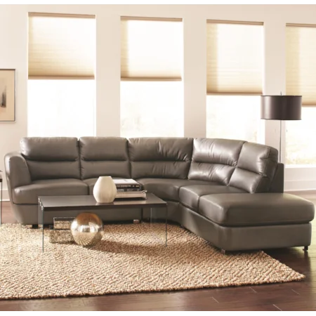 Contemporary Bonded Leather Sectional Sofa with Chaise