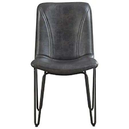 Dining Chair with Leatherette Seat and Hairpin Legs