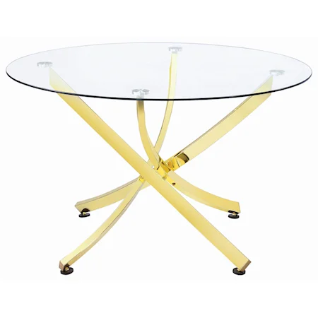 Glam Round Dining Table with Gold Colored Legs