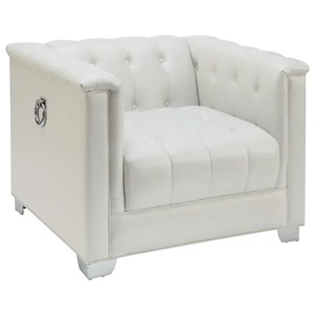 Low Profile Pearl White Tufted Chair