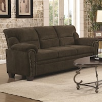 Casual Padded Sofa with Nail Heads
