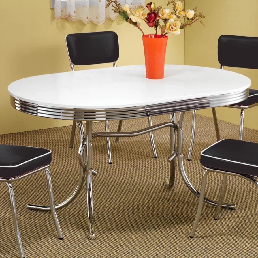 Coaster Cleveland 2065 Chrome Plated Oval Dining Table Value City