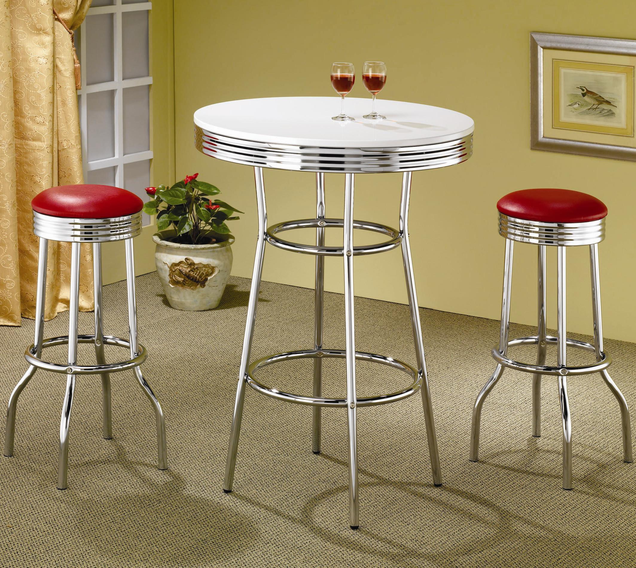 Coaster Cleveland 2299R Chrome Plated Soda Fountain Bar Stool Z