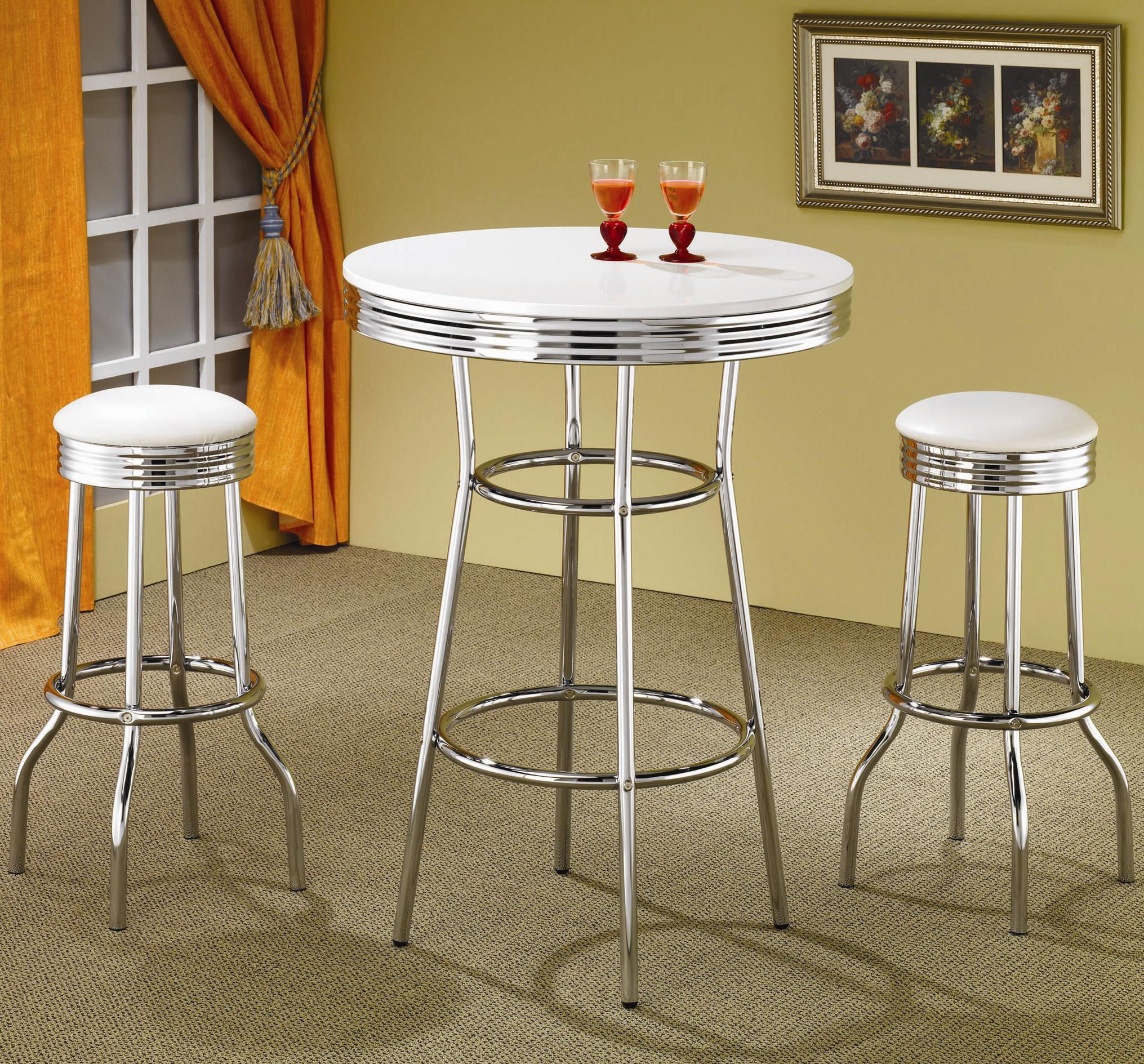 Coaster Cleveland 2299W Chrome Plated Soda Fountain Bar Stool Corner