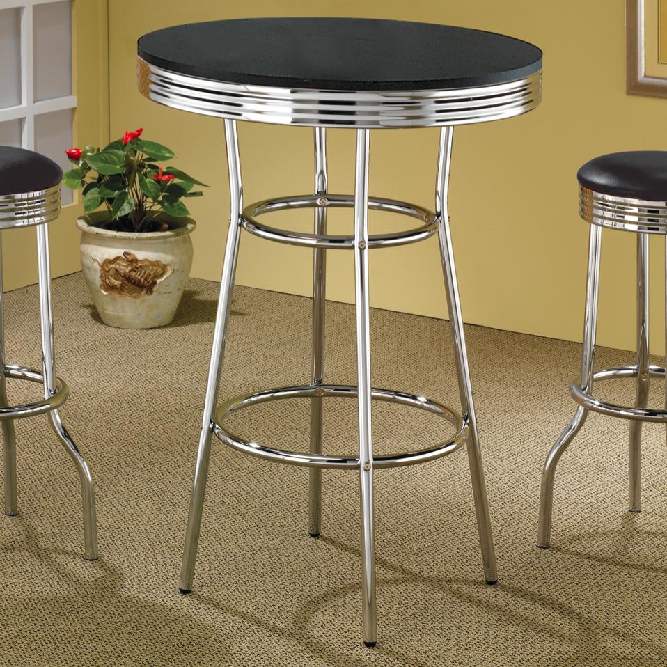 Coaster Cleveland 2388 Round Chrome Plated Dining Table Carolina Direct Kitchen Tables