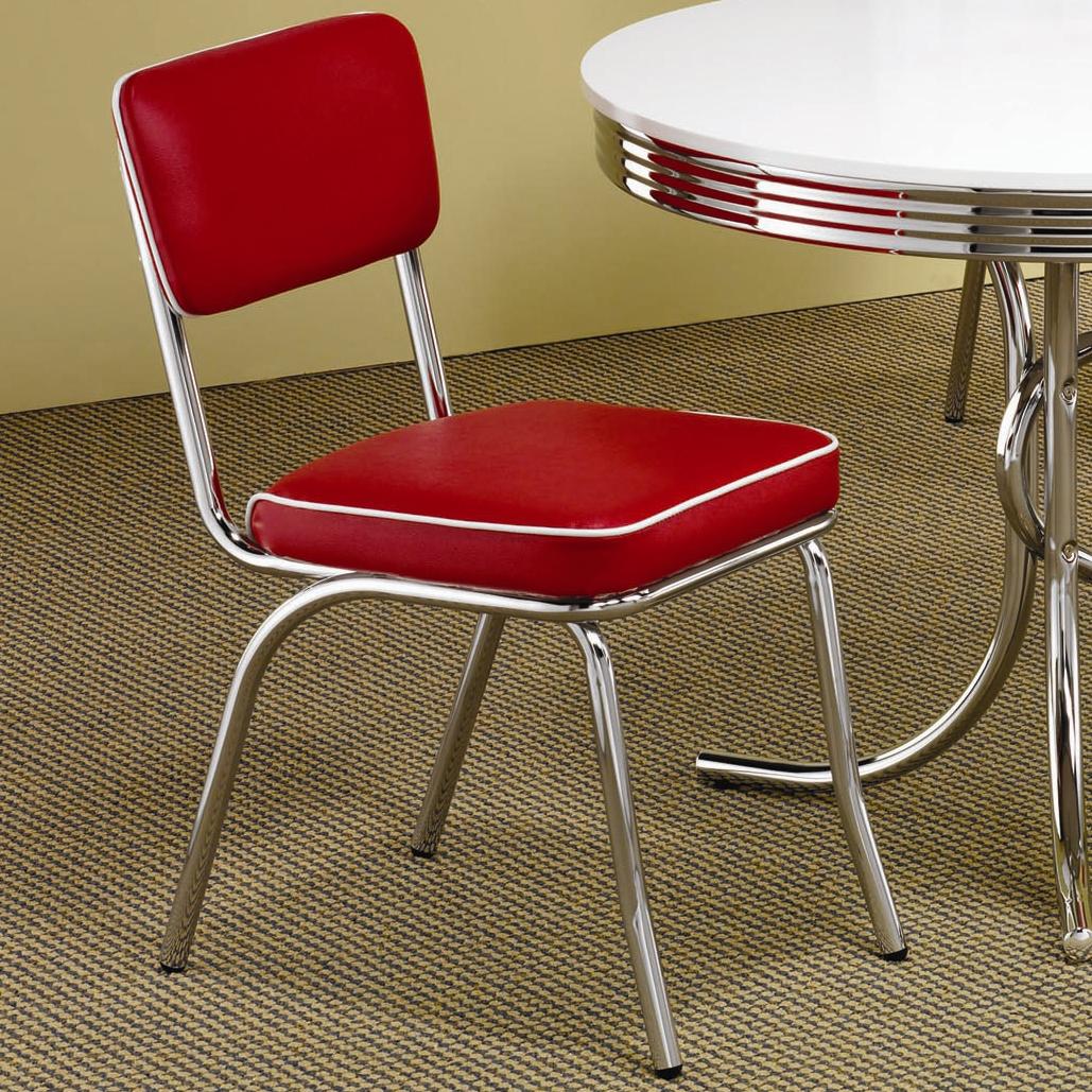 Coaster 2388 cleveland round chrome plated dining table store with white