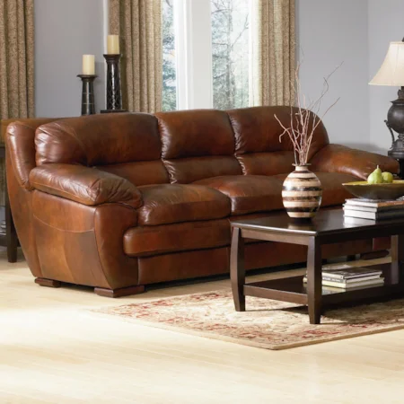 Casual Contemporary Leather Sofa