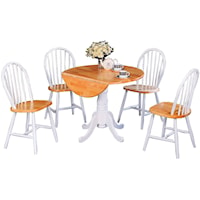 WINDS WHITE AND NATURAL 5 PIECE | DROP LEAF DINING SET
