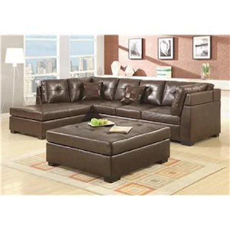 Leather Sectional Sofa with Left-Side Chaise