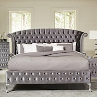 Upholstered King Bed with Button Tufting and Nailhead Trim