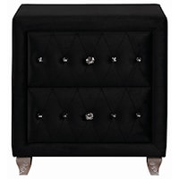 Upholstered Nightstand with Faceted Buttons