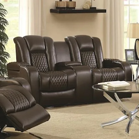 Casual Power Reclining Love Seat with Cup Holders, Storage Console and USB Port