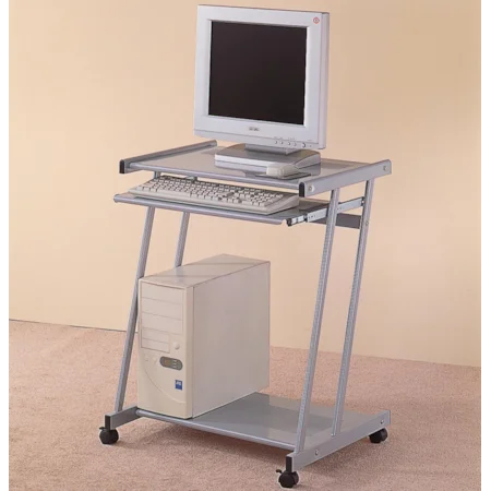 Contemporary Computer Desk with Keyboard Tray and Casters
