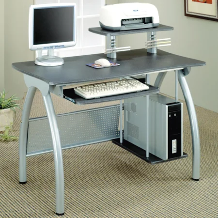 Contemporary Computer Desk with Keyboard Tray and Computer Storage