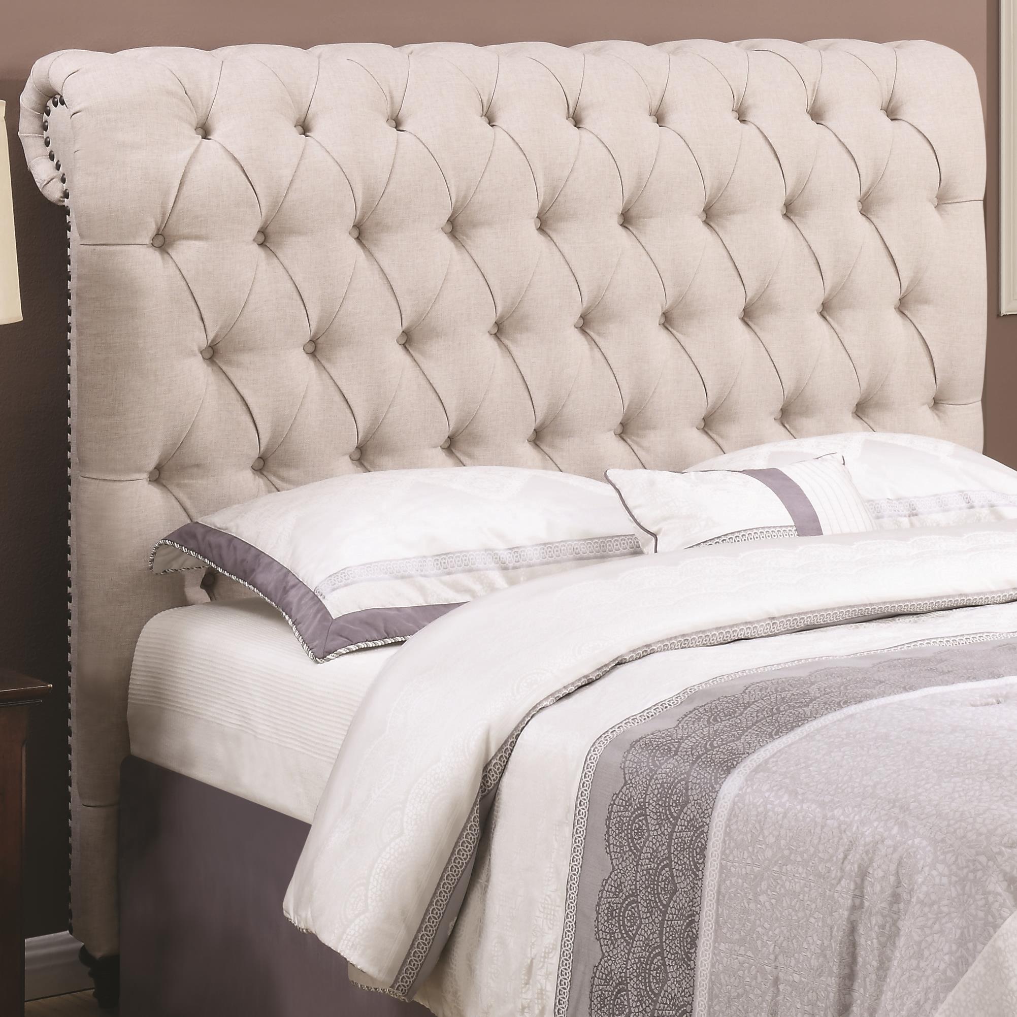 Rolled tufted deals headboard