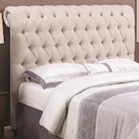 Queen Rolled Headboard in Beige Fabric