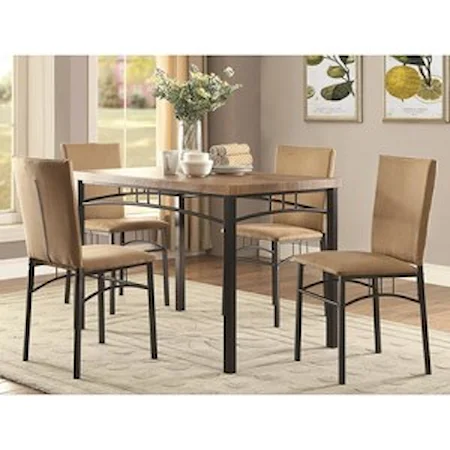 Transitional Five Piece Dining Set with Arch Motif