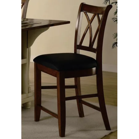 24" Wood Bar Stool with Upholstered Seat