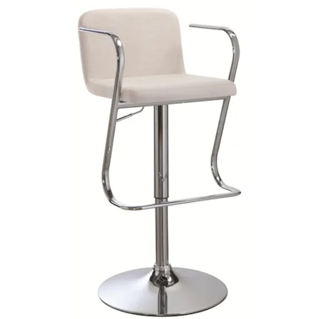Adjustable Bar Stool with Ecru Upholstery