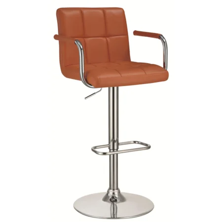 Adjustable Bar Stool with Pumpkin-Colored Upholstery