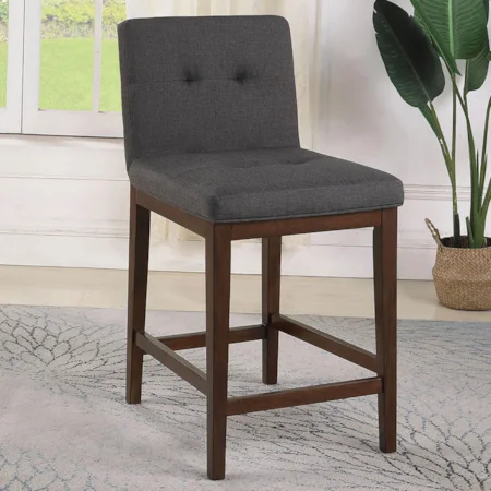 Casual Tufted Counter Height Stool in Charcoal Fabric