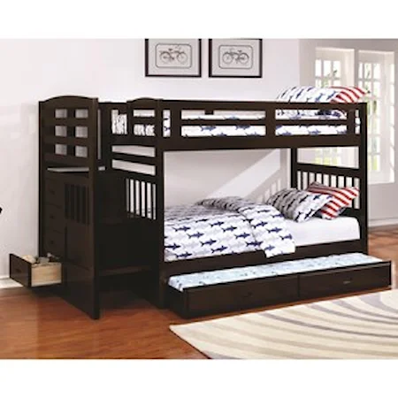 Twin over Twin Bunk Bed with Staircase