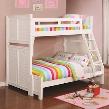 Louvered White Twin over Full Bunk Bed