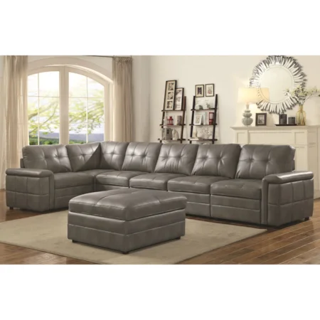 Contemporary 5 Seat Sectional with Padded Armrests