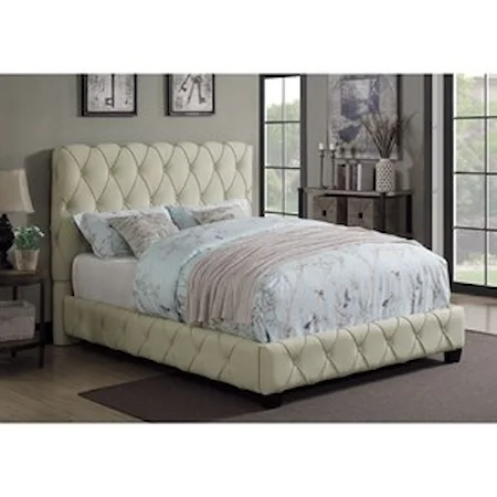 Upholstered Queen Bed With Button Tufting