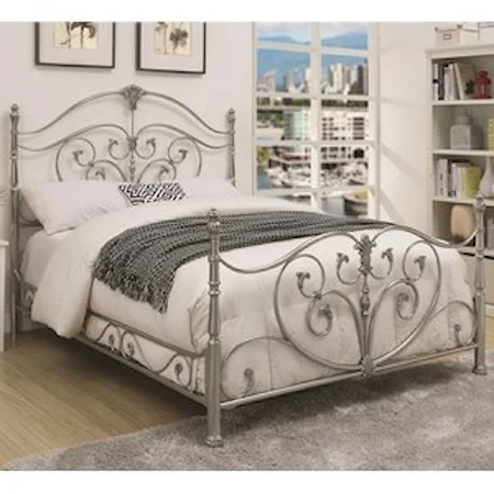 California King Metal Bed with Elegant Scrollwork