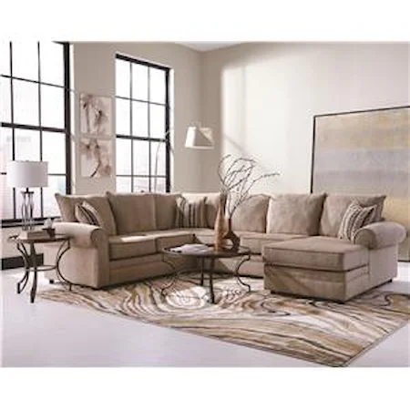 Cream Colored U-Shaped Sectional with Chaise
