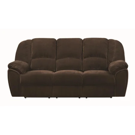 Casual Plush Brown Textured Microfiber Reclining Sofa