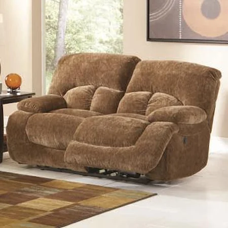 Casual Velvet Brown Ultra Plush Love Seat with Power Motion Dual Recliners