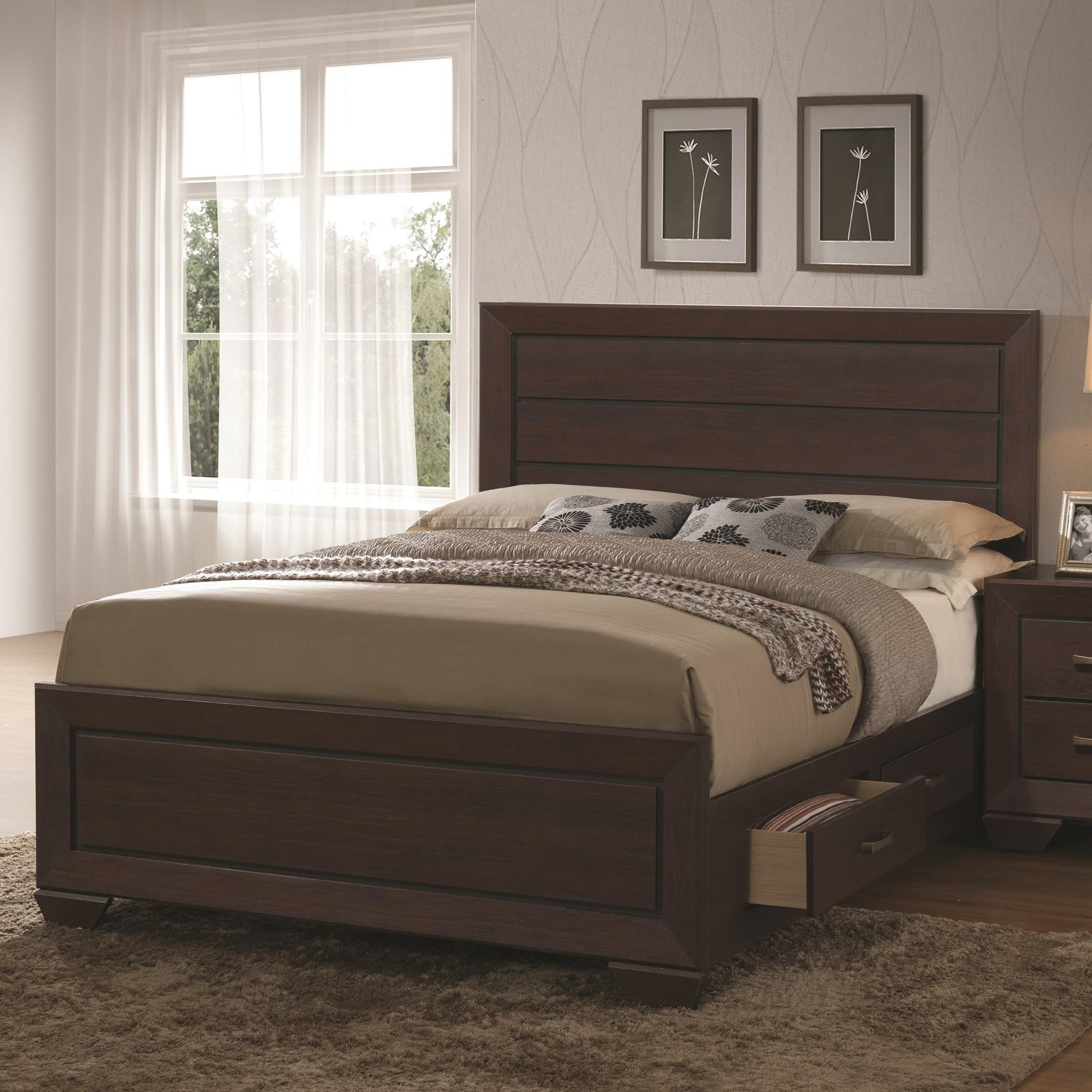 Cal king bed outlet with storage drawers