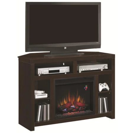 Espresso Fireplace with 6 Shelves