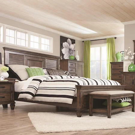 King Bed with Louvered Panel Headboard