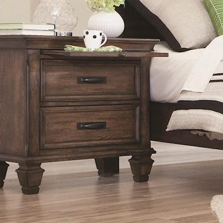 2 Drawer Nightstand with Pull Out Tray