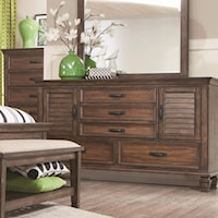 5 Drawer Dresser with 2 Louvered Doors