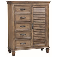 5 Drawer Man's Chest with Louvered Panel Door