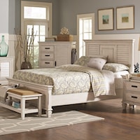 California King Bed with Louvered Panel Headboard