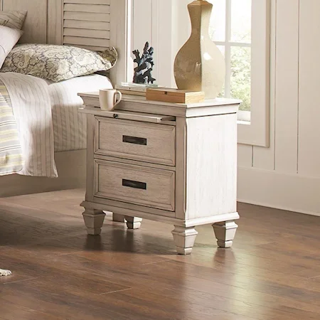 2 Drawer Nightstand with Pull Out Tray