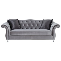 Glamorous Sofa with Crystal Button Tufting