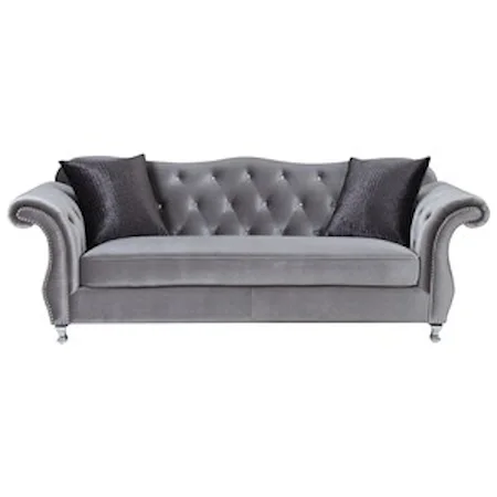 Glamorous Sofa with Crystal Button Tufting