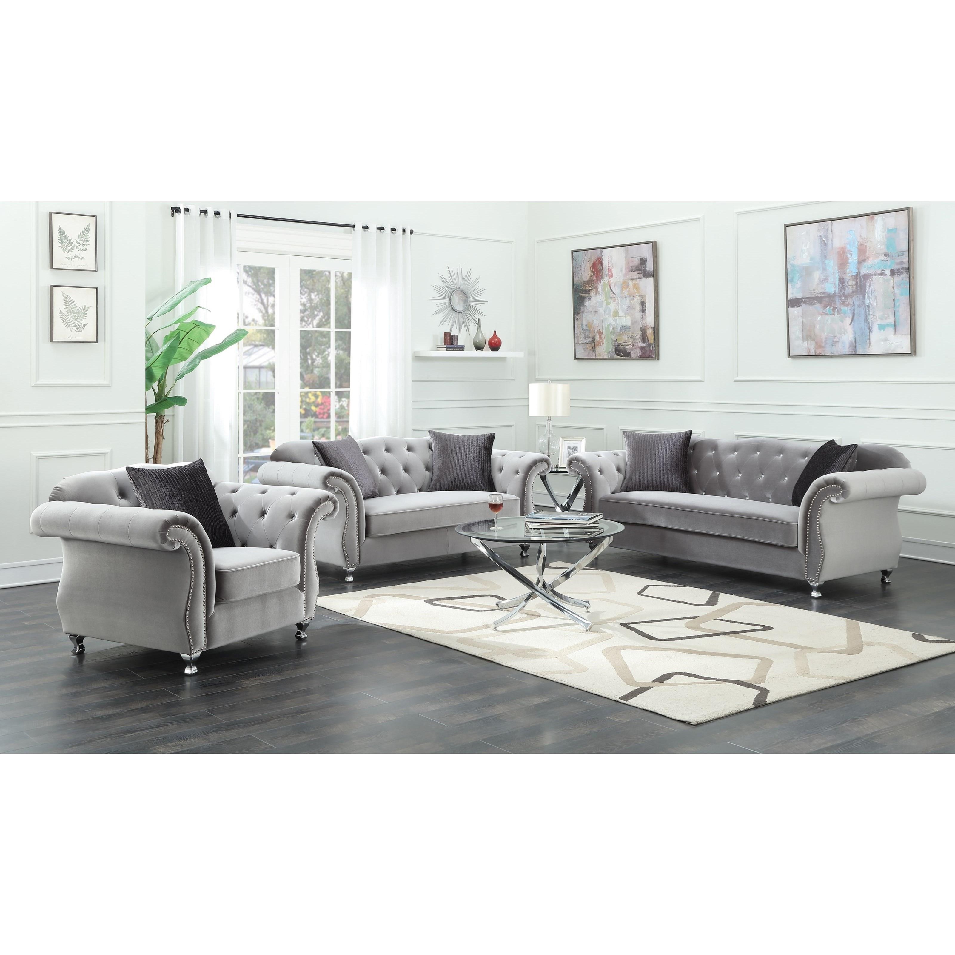 Coaster Frostine 551162 Glamorous Loveseat with Tufted Side Frame