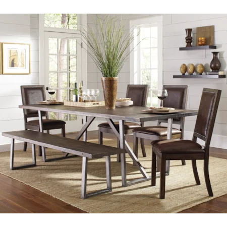 Rustic Table and Chair Set with Dining Bench