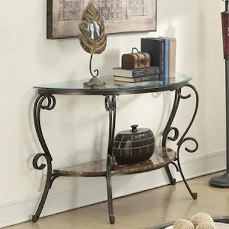 Sofa Table with Faux Marble Shelf