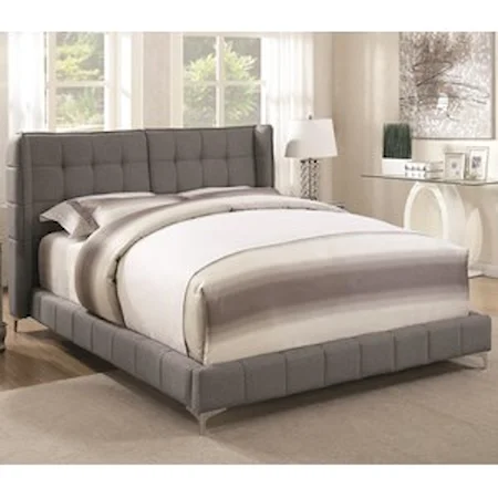 Queen Upholstered Bed with Button Tufted Headboard