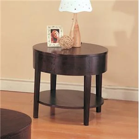 Round End Table with Shelf